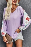 Wild feathers Lavender Eyelet Thermal Top (small)