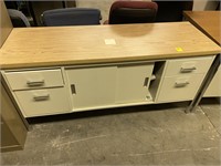 60"L x 20"W Metal Storage Cabinet w/ Wooden Top