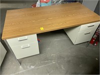 60" Metal Desk w/ Wooden Top