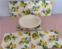 899 - LEMON PLACE MATS & CERAMIC BOWL