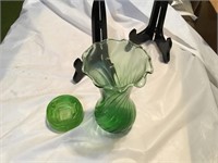 Vintage Green Vase and paper weight