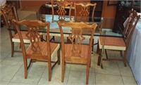 899  - GLASS TOP DINING TABLE W/6 CHAIRS