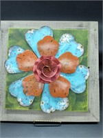 Rustic Square Colourful Metal Flower Wall Art