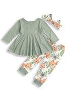 Toddler Ruffle Top Floral Pants with Headband Set