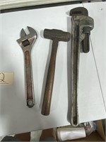 Proto #15 Crescent Wrench w/Mallet & Pipe Wrench