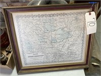 Colton's Indian Territory Map in Frame