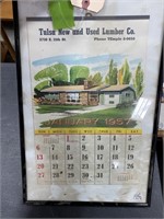 Tulsa Lumber Co 1957 Calendar in Frame 17" x 11"