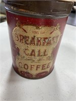 Vintage Breakfast Call Metal Coffee Can