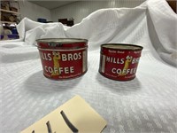 Vintage Hills Bros Coffee Tins-qty 2