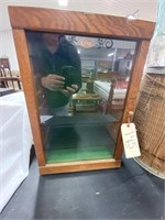 Lighted Oak Display Case w/Glass Front