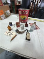 Folgers Coffee Can w/old Dr. Tichenors Medicine