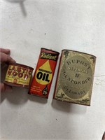 Various Old Metal Cans-DuPont Gun Powder