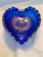 Cobalt Blue Heart Shaped Ashtray