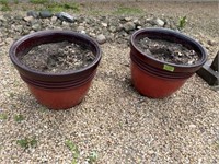 2- Plastic Decorative Planter Pots w/ Soil