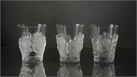 3 Lalique Chene Oak Leaf Tumblers