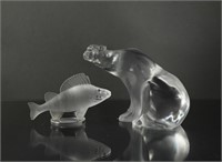 1 Lalique Crystal Polar Bear & 1 Fish