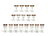 17 Pieces of Gilt Stemware