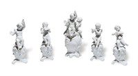 5 Capodimonte Blanc de Chine Putti Figures