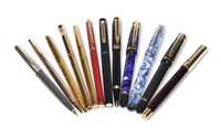 12 Fountain & Ball Point Pens, Waterman, Levenger