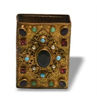 Antique Gilt Bronze Matchbox Holder with Gems