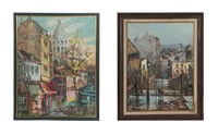 2 Oil Paris Street Scenes, One Signed Passero