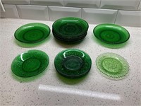 A Group of Vaseline Glass Plates