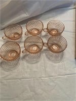 Pink Depression Hobnail Coffee Cups