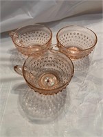 Pink Depression Hobnail Coffee Cups