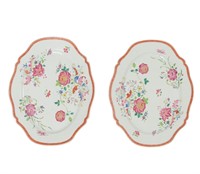 Two Chinese Export Famille Rose Porcelain Platters