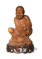Chinese Huangyang Carving of Luohan, Late 19th C#