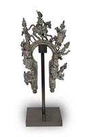Fine 19th C# Burmese Temple Bronze Bell Bracket