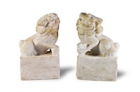 Pair of Stone Guardian Lions