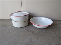 ENAMEL PAIL & WASH BASIN