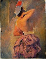 IMPRESSIONIST BEAUTY PARTIAL NUDE PAINTING