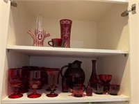 A Group of Ruby and Cranberry Glass Items