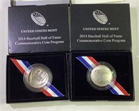 2 2014 Baseball Hall of Fame comm. Coins