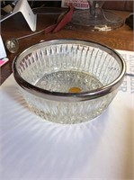 Leonard Genuine Crystal & Silver Plate Candy Bowl