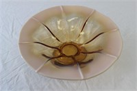 Pink Amber Footed Glass Bowl