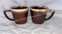 Pair of mccoy brown drip mugs