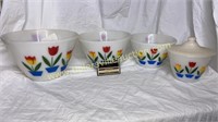 Fire king tulip 4 bowl set