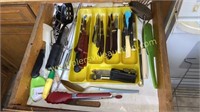 Drawer of knives and utensils