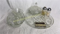 Starburst platter, candy dish, shakers and