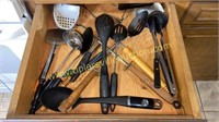 Drawer of kitchen utensils