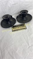 Pair Cast iron candle holders