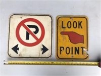 Metal street signs No parking/Look point