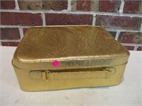 Gold Travel Case with Zipper Pockets