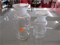 2 Vintage Apothecary Jars & Lids Tallest 7"