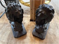 Pair of concrete garden art lions