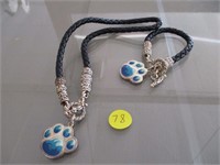 Matching Paw Print Necklace & Bracelet