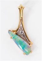 Jewelry 18kt Yellow Gold Diamond & Opal Pendant